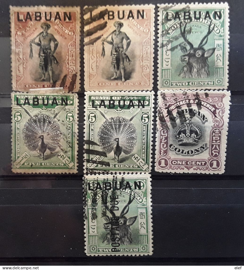 LABUAN 1897 - 1902, Petit Lot De 7 Timbres Dont TAXE POSTAGE DUE No 1, Obl B TB - Borneo Del Nord (...-1963)