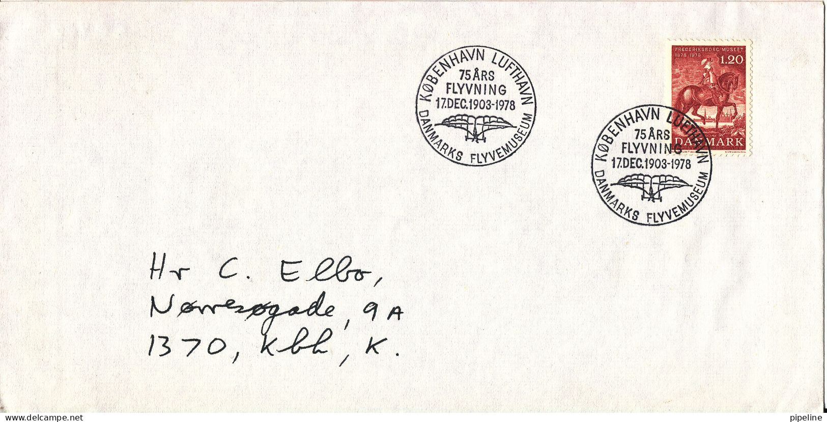 Denmark Cover With Special Postmark Copenhagen Airport 75 Years Of Flight 17-12-1903 - 1978 - Briefe U. Dokumente