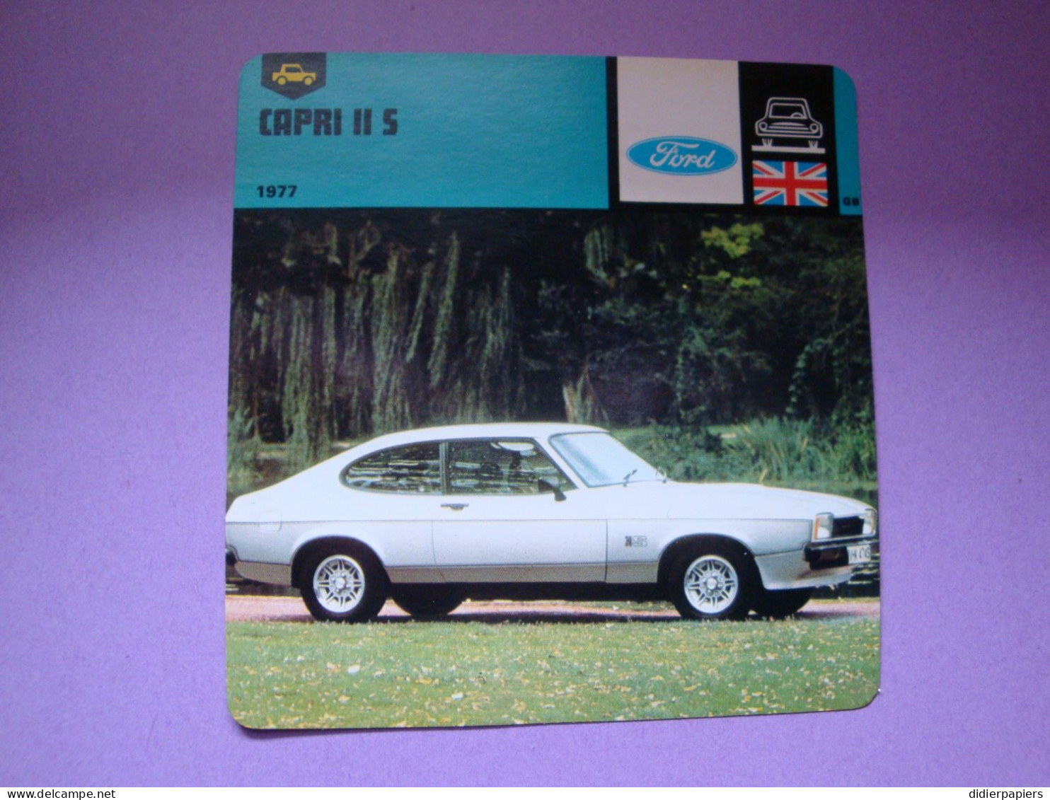 Automobilia Fiche Auto-Rallye 1977 Ford Capri II S  Grande-Bretagne - Automobili