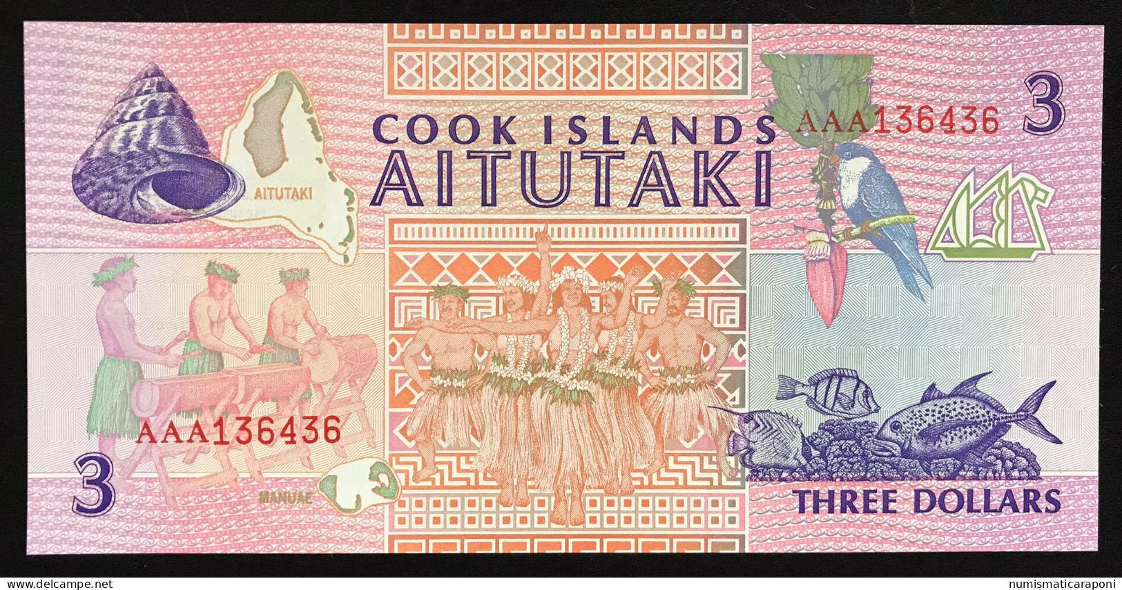 Cook Islands 3 Dollars Fds Unc LOTTO 040 - Barbades