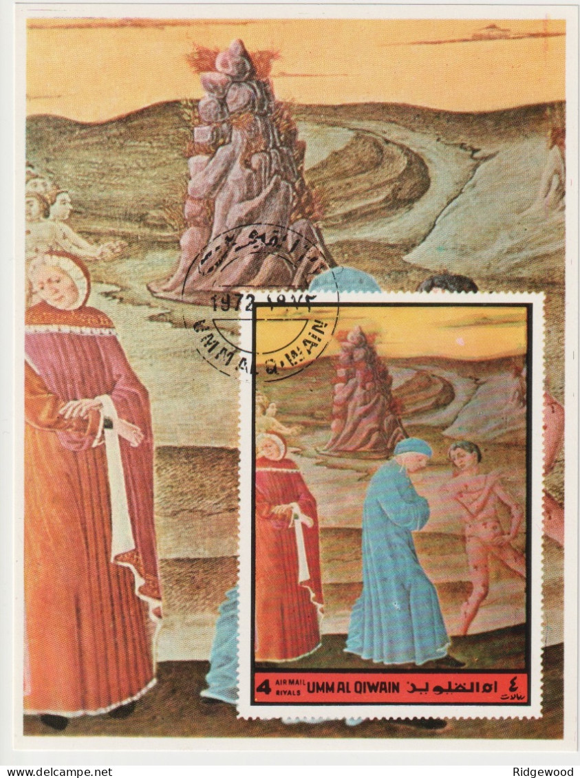 1972  Umm Al Qiwain - Dante Divine Comedy    Mini Sheet #6 - Imperf - Cancelled To Order (CTO) - Umm Al-Qaiwain