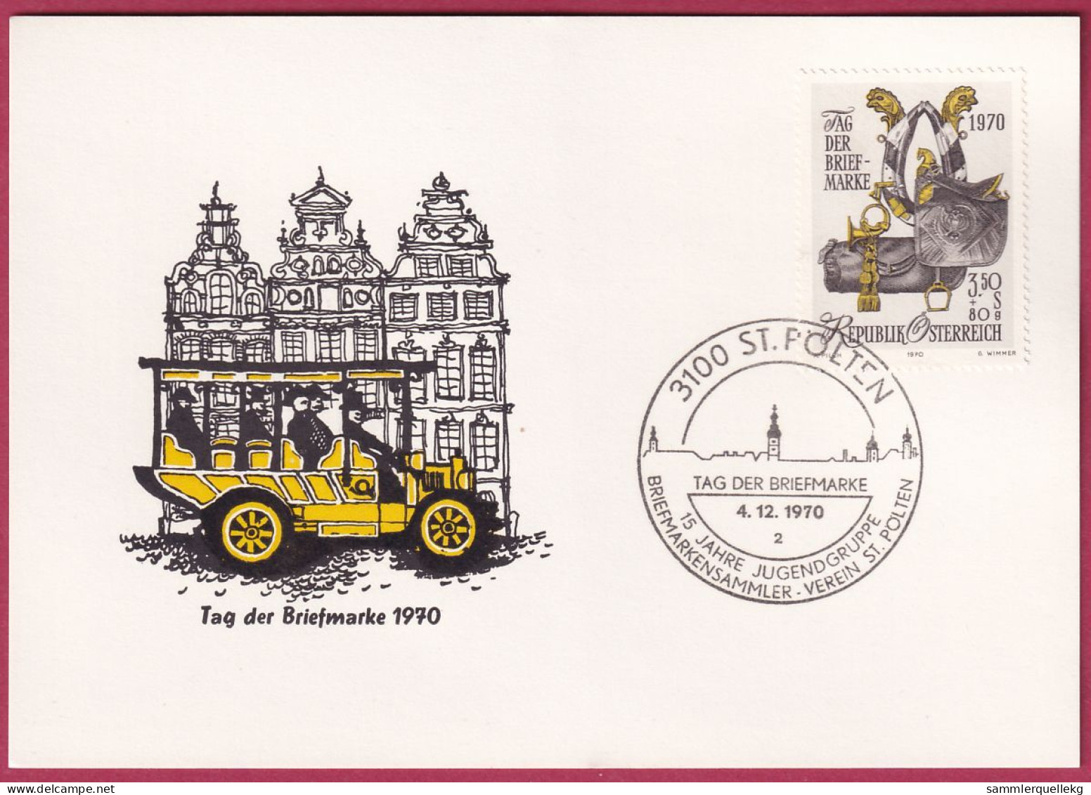 Österreich 1350 Sonderstempel - Ersttag Auf Karte St. Pölten 4. 12. 1970, Tag Der Briefmarke (Nr.10.139) - FDC