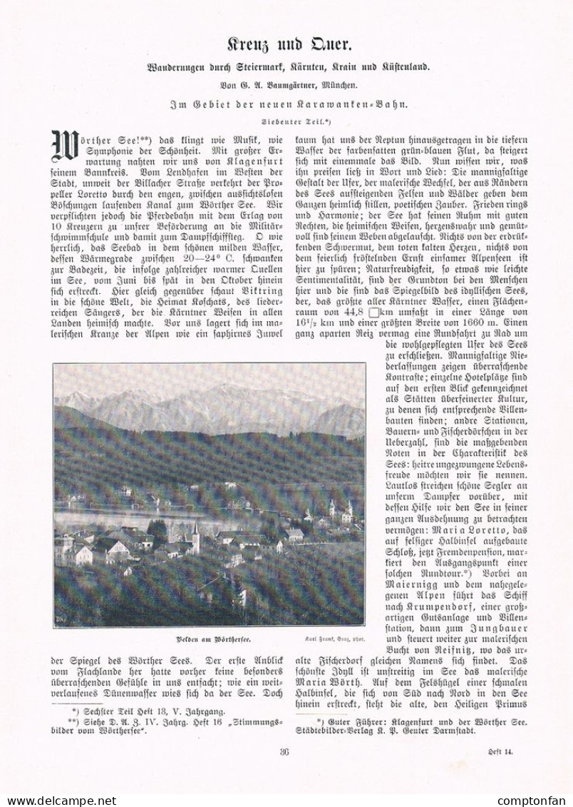 A102 1475 Baumgärtner Karawankenbahn Wörthersee Velden Artikel 1905 - Otros & Sin Clasificación