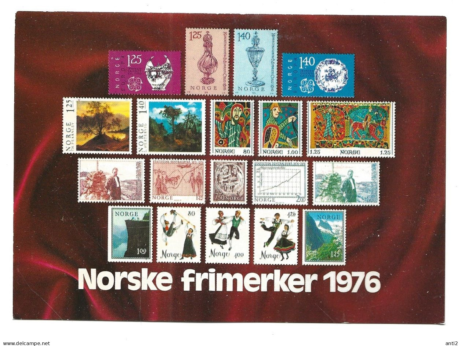 Norway 1976 Card With Photo Of All Stamps Issued 1976  -unused - Covers & Documents