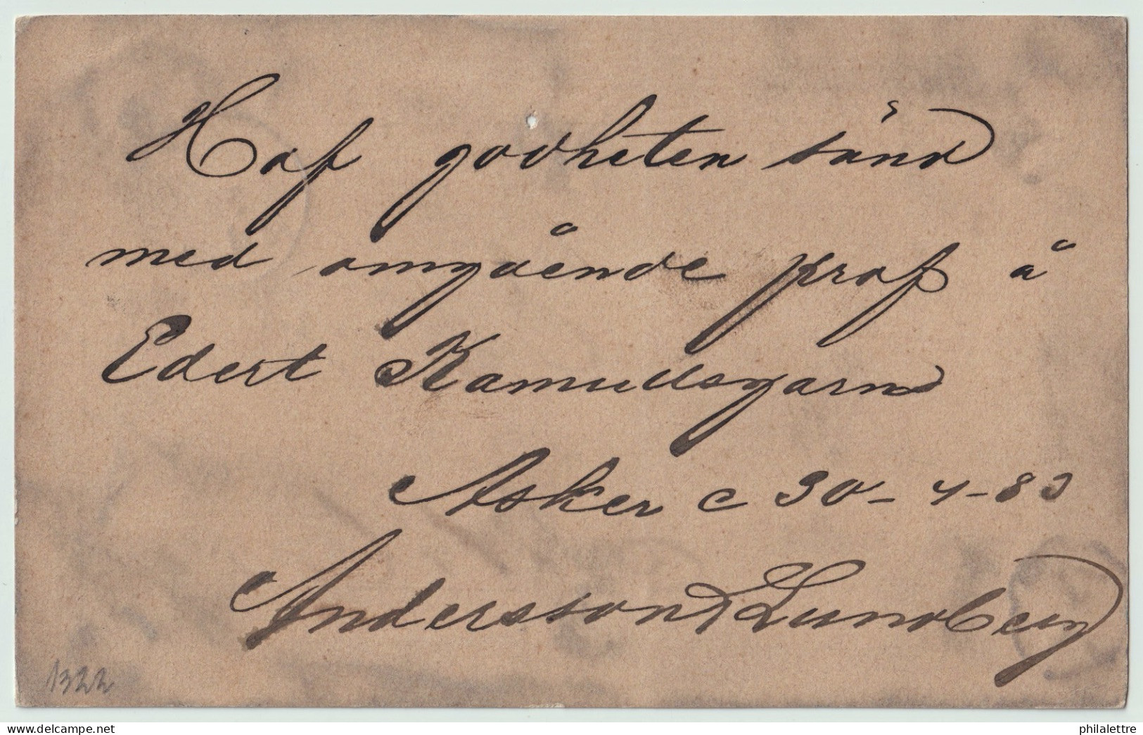 SUÈDE / SWEDEN - 1882 - "ASKER" CDS On 6ö Postal Card Mi.P7 Addressed To Göteborg - Storia Postale