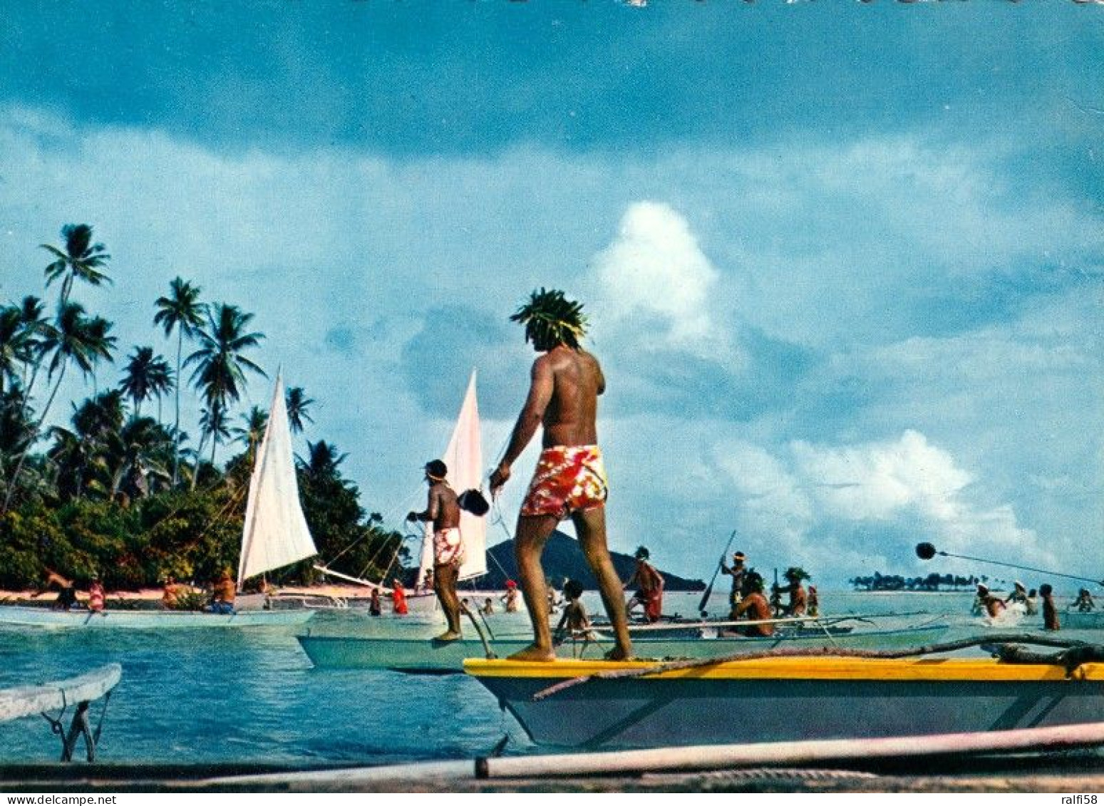 1 AK Französisch Polynesien / Bora Bora * Stone Fishing - Peche Aux Cailloux - French Polynesia * - French Polynesia