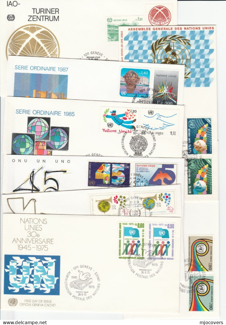 8 Diff FDC UN Geneve United Nations 1970s-1990s Stamps Cover - FDC