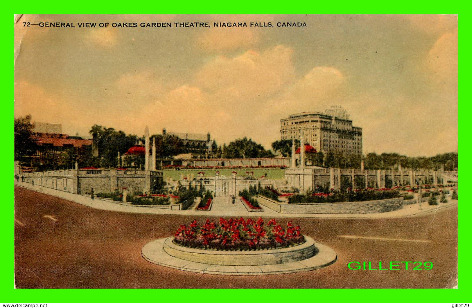 NIAGARA FALLS, ONTARIO - GENERAL VIEW OF OAKES GARDEN THEATRE - THE HARRIS LITHO CO LIMITED - - Chutes Du Niagara