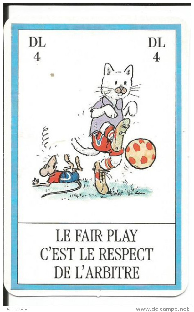 Carte Jeu Illustrée, Football - Chat En Tenue De Sport, Souris, Arbitre, Ballon, Fair-play - Federation Française FFF - Carte Da Gioco