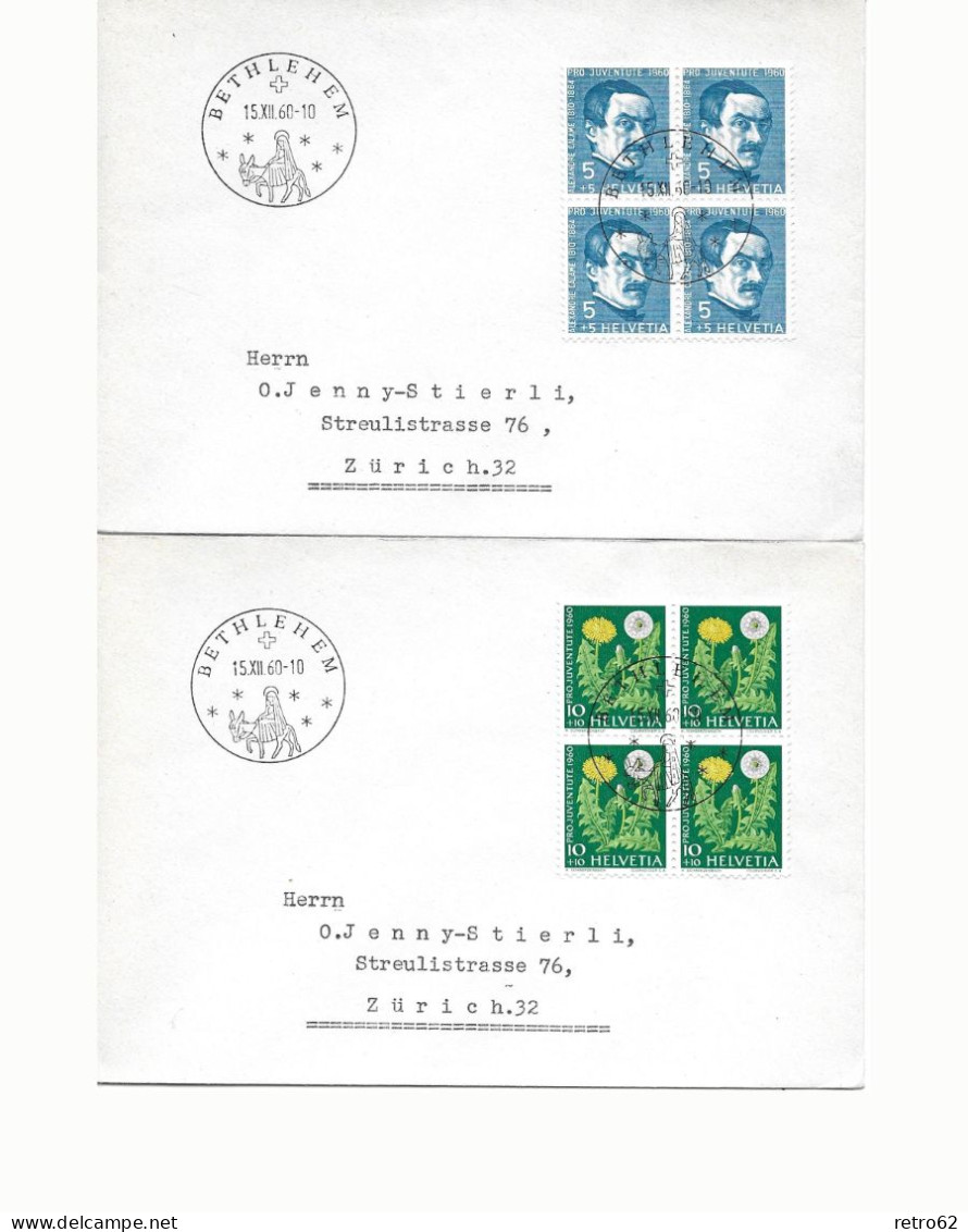 1960 BILDNIS ALEXANDRE CALAMES, WIESEN- UND GARTENBLUMEN ► Kompl.Satz In 5 Briefen Im Viererblock - Covers & Documents