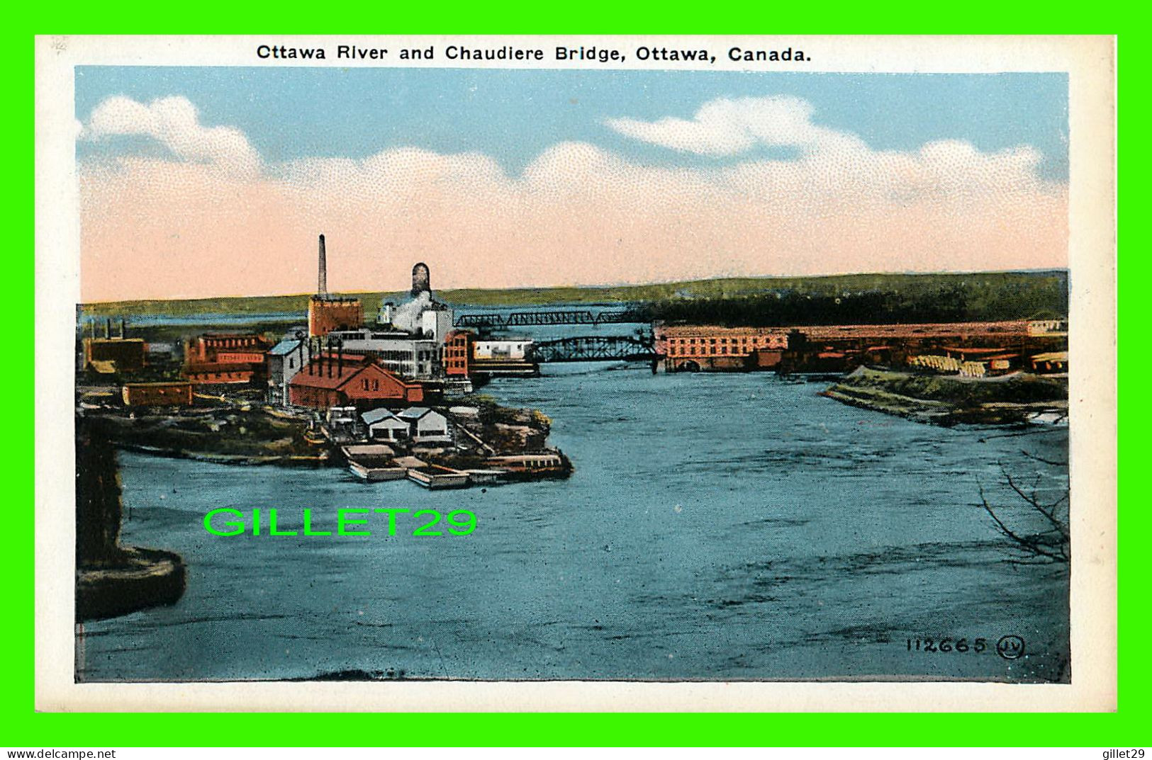 OTTAWA, ONTARIO - OTTAWA RIVER AND CHAUDIERE BRIDGE - THE VALENTINE & SONS UNITED PUB CO - - Ottawa