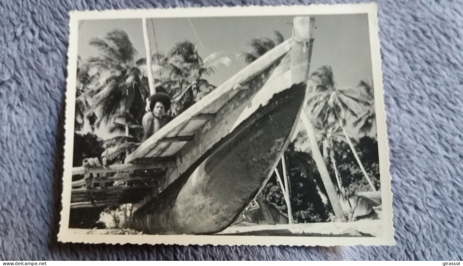 PHOTO PAPOU PAPOUASIE PAPOUA THE COMET PRESS YULE ISLAND  PIROGUE HOMME FORMAT 9 PAR 11.5 CM ETHNIQUE ET CULTURE - Etnica & Cultura