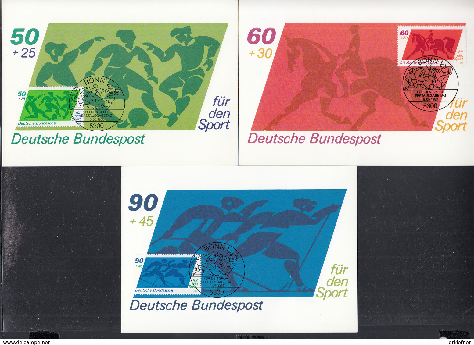 BRD  1046-1048 MK, 3 Maximumkarten, Sport, 1980 - Otros & Sin Clasificación