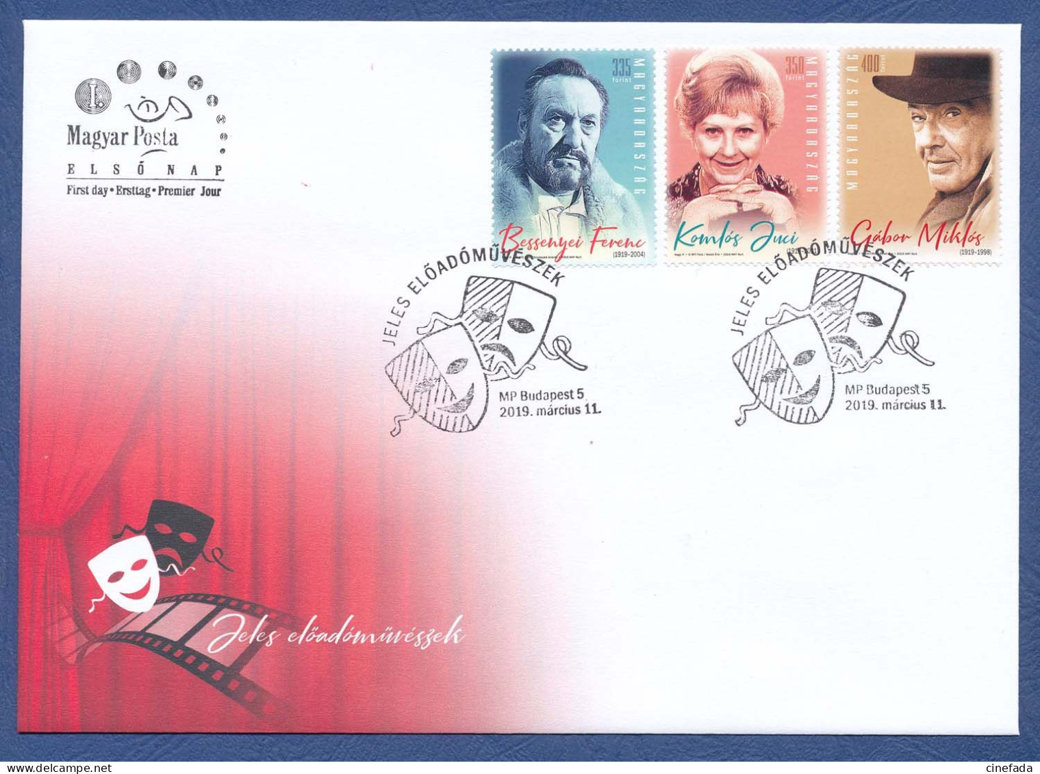 HONGRIE FDC Ferenc Bessenyei, Juci Komlós Et Miklós Gábor Neufs**. Famous Hungarian Performers. Cinéma, Film, Movie. - Cinema