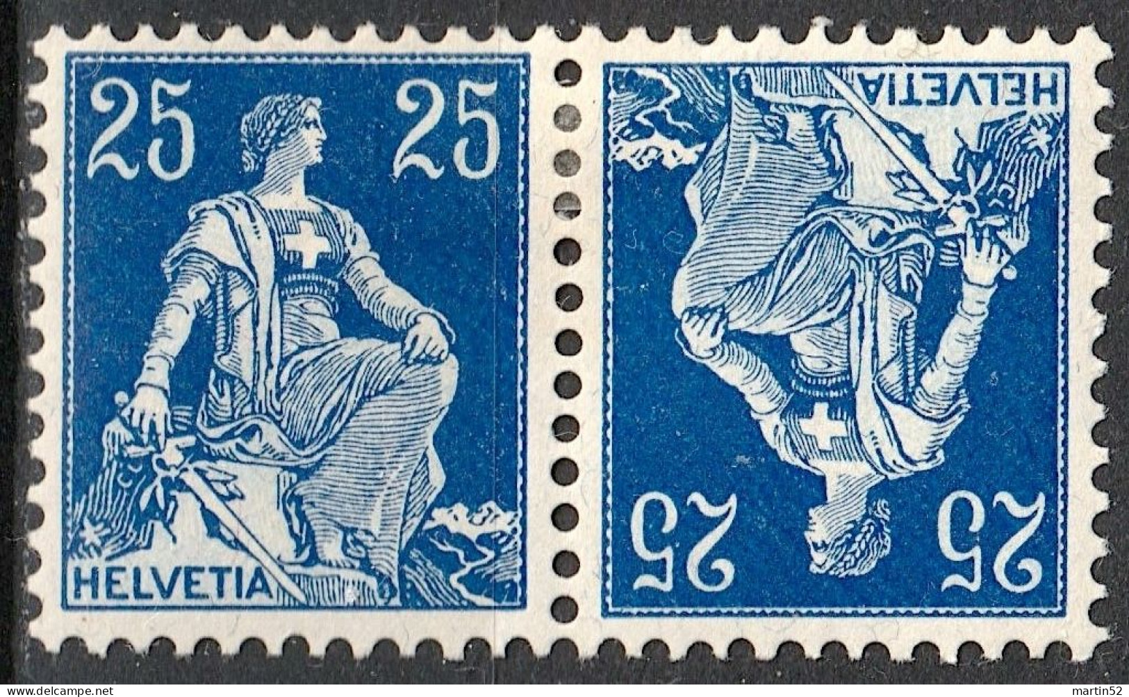 Schweiz Suisse 1909: ERSTER Kehrdruck 1er Tête-bêche Zu K1 Mi K3 * Mit Falz Trace MLH (Zu CHF 80.00 -50%) - Kopstaande
