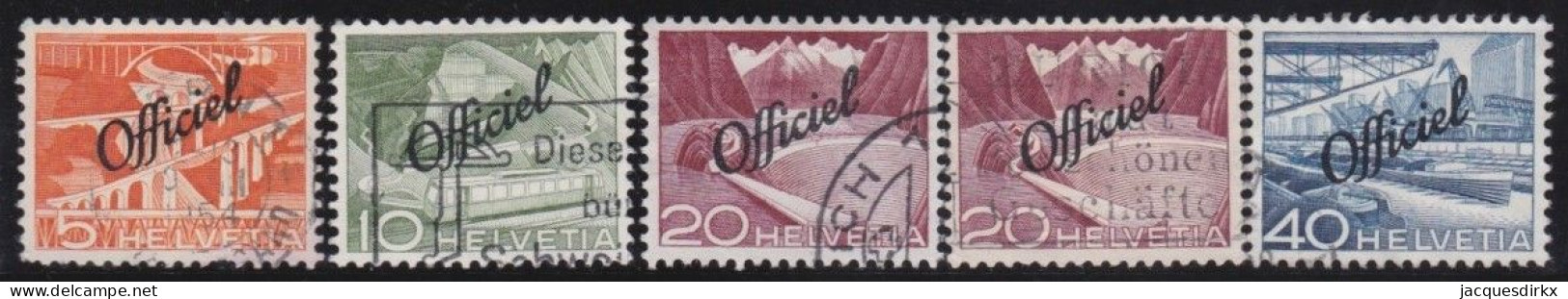Suisse   .  Yvert  .    5 Timbres De Service     .        O        .      Oblitéré - Officials