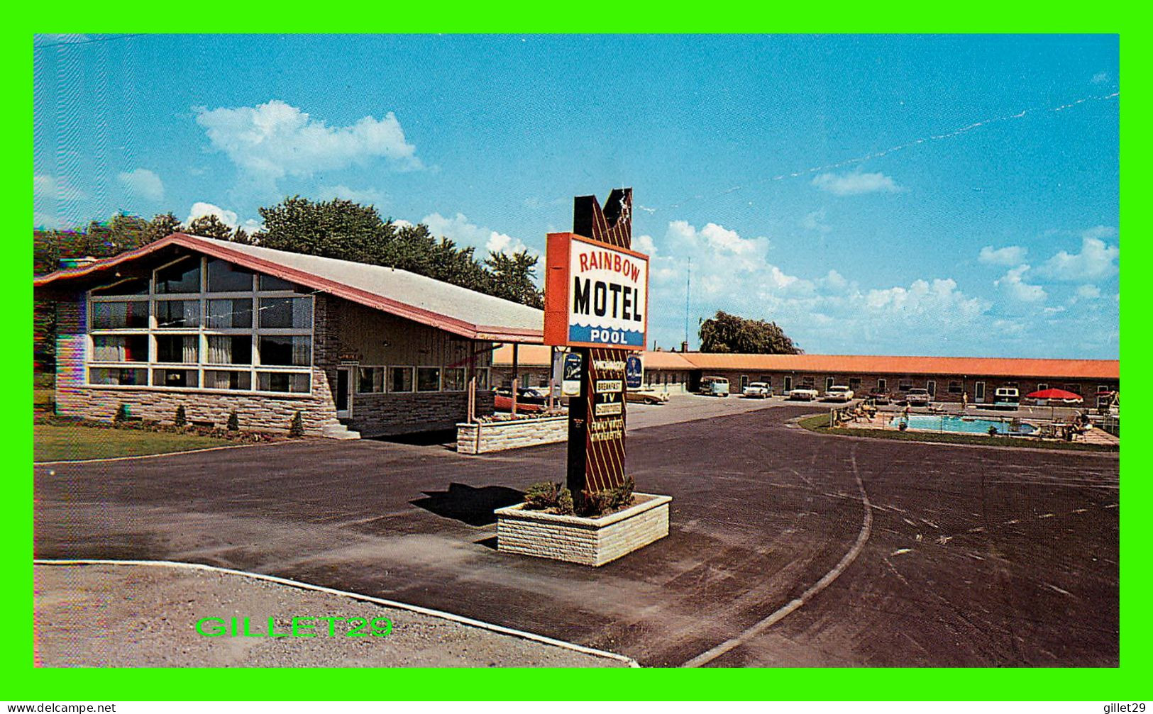 LONDON, ONTARIO - RAINBOW MOTEL - ANIMATED OLD CARS - PUB. BY VICTOR AZIZ - - London