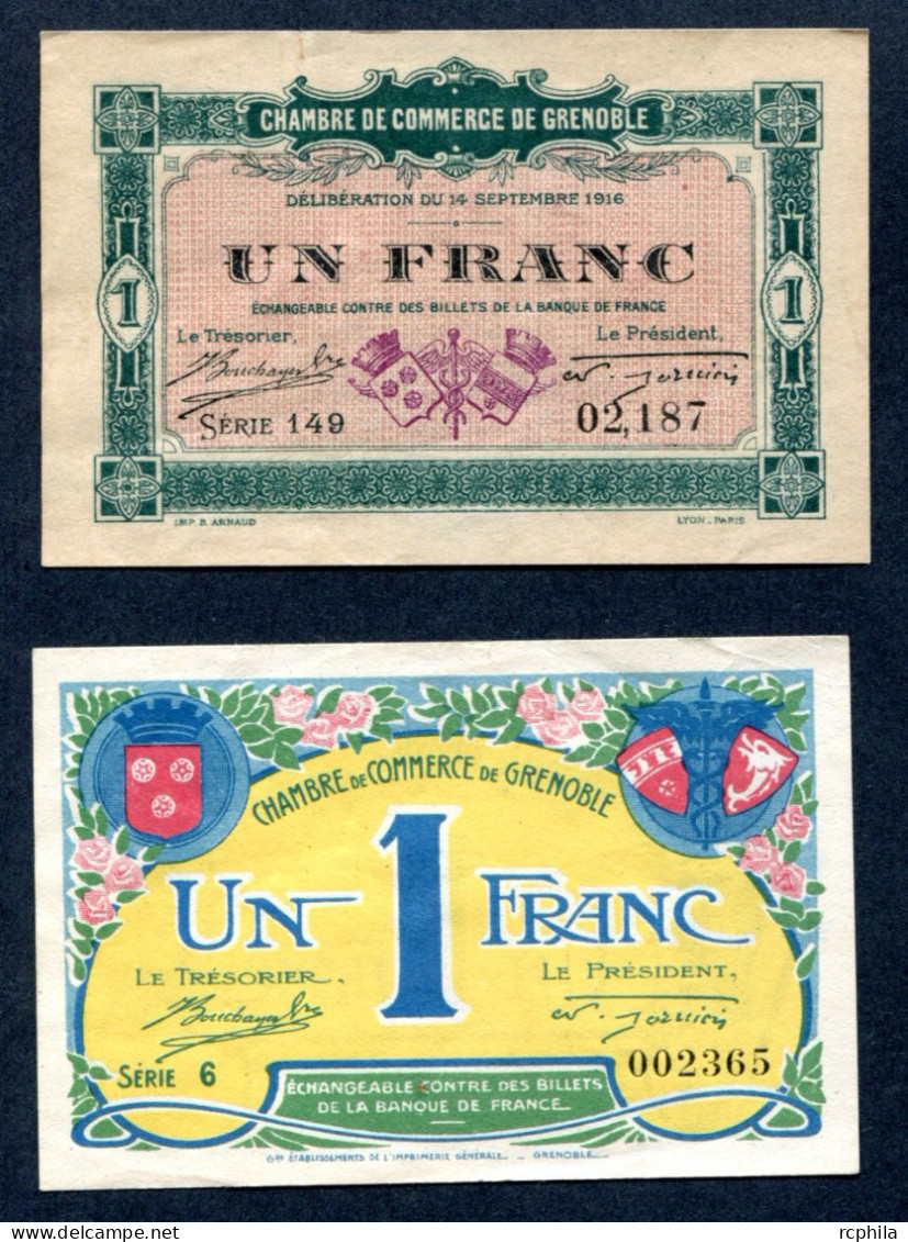 RC 27123 FRANCE 1916 + 1917 GRENOBLE 2 BILLETS DE LA CHAMBRE DE COMMERCE - Handelskammer