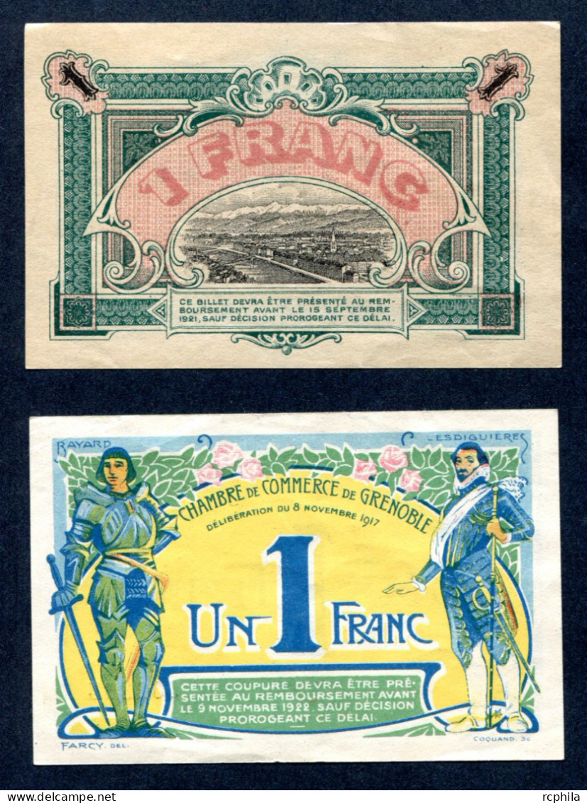 RC 27123 FRANCE 1916 + 1917 GRENOBLE 2 BILLETS DE LA CHAMBRE DE COMMERCE - Cámara De Comercio