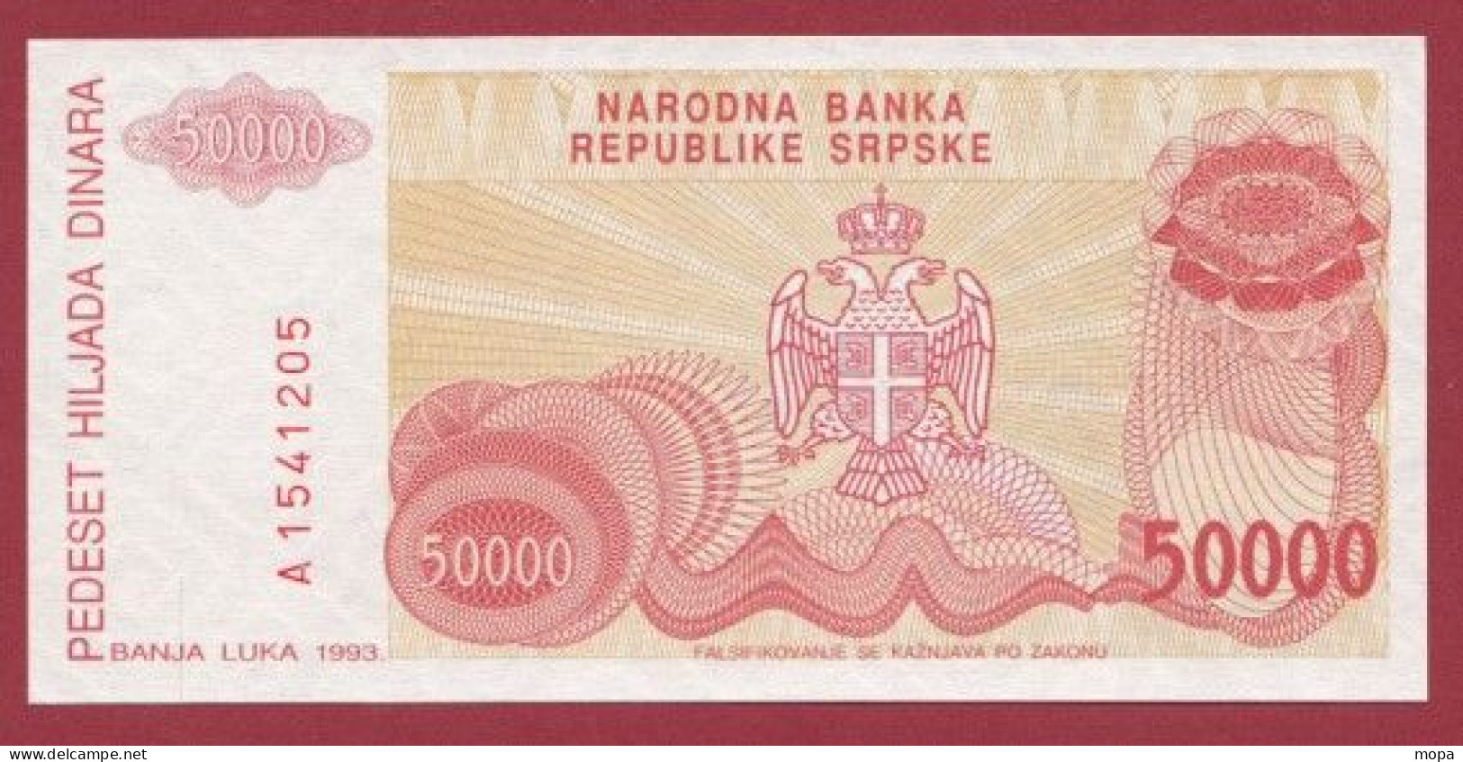 Bosnie-Herzegovine--- 50000 Dinara --1993    ---UNC --(342) - Bosnia Y Herzegovina