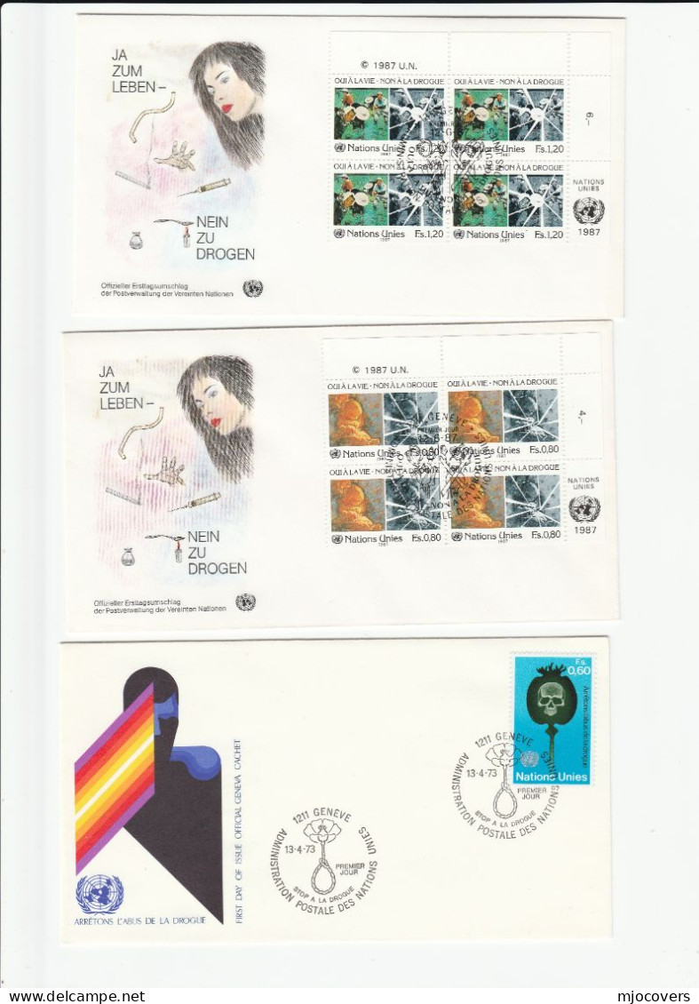 ANTI DRUGS  3 Diff  FDCS  United Nations Fdc Stamps Cover Health Medicine - Drogen