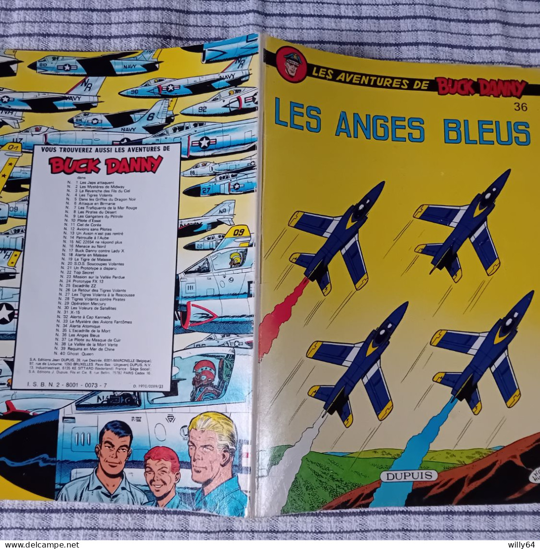 LES AVENTURES DE BUCK DANNY  N°36  "Les Anges Bleus"   1973  DUPUIS   BD SOUPLE  TBE - Buck Danny