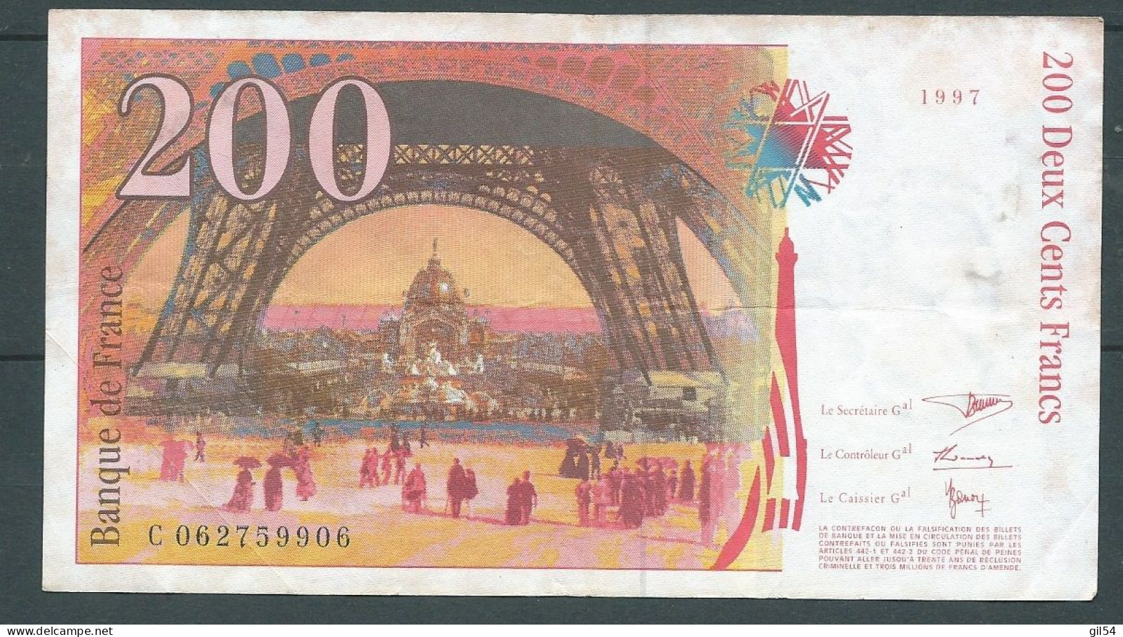 FRANCE 200 FRANCS 1997 - C062759906-  Laura 6121 - 200 F 1995-1999 ''Eiffel''