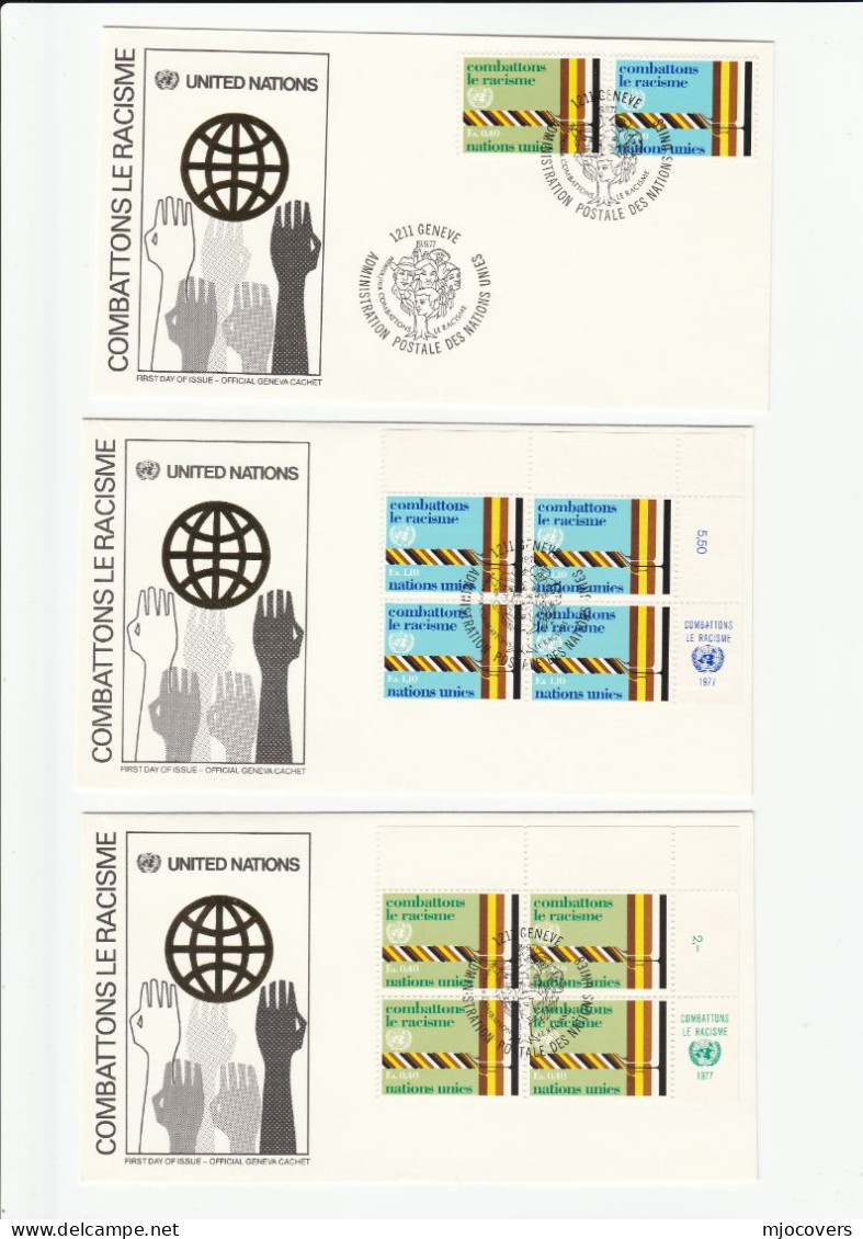 ANTI RACISM 3 Diff  FDCS United Nations Fdc Stamps Cover - Collections, Lots & Series