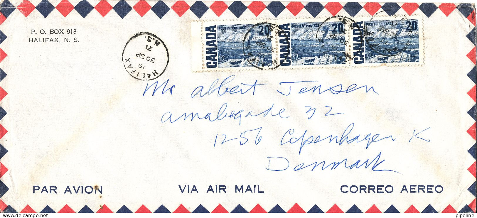 Canada Air Mail Cover Sent To Denmark Halifax 30-9-1971 Topic Stamps - Airmail