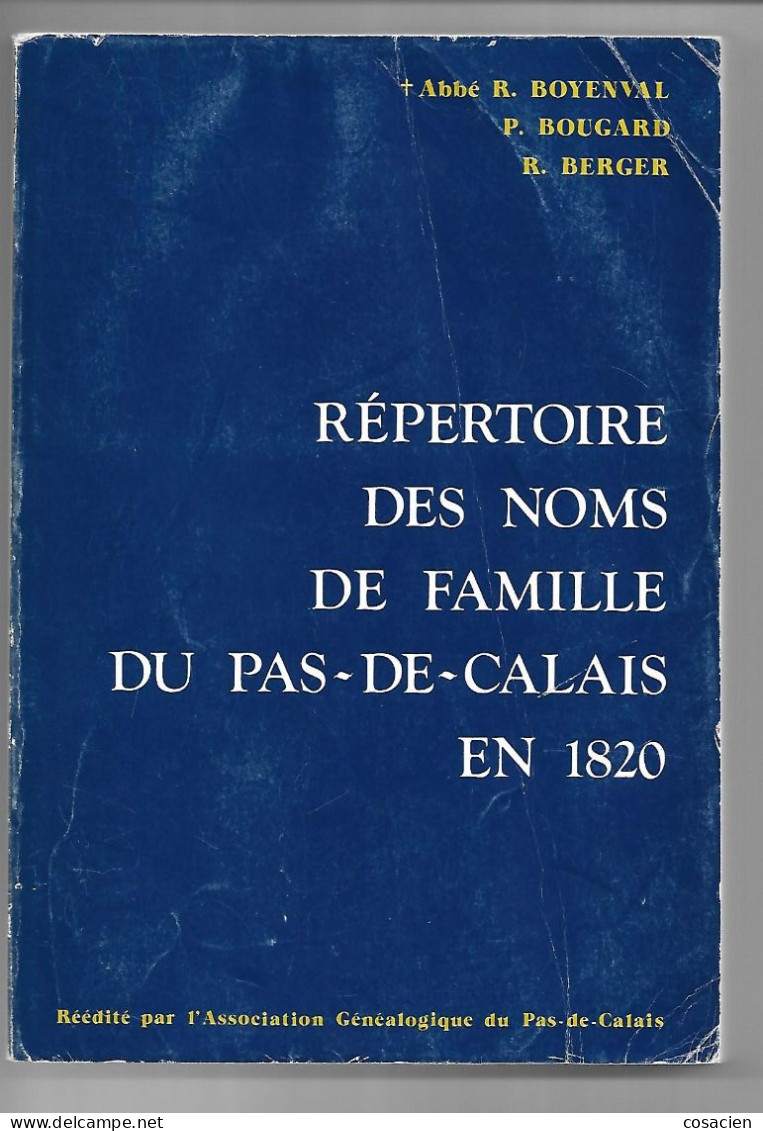 Répertoire Des Noms De Famille Pas-de-Calais En 1820 Boyenval, Bougard, Berger, Onomastique Généalogie - Dictionaries