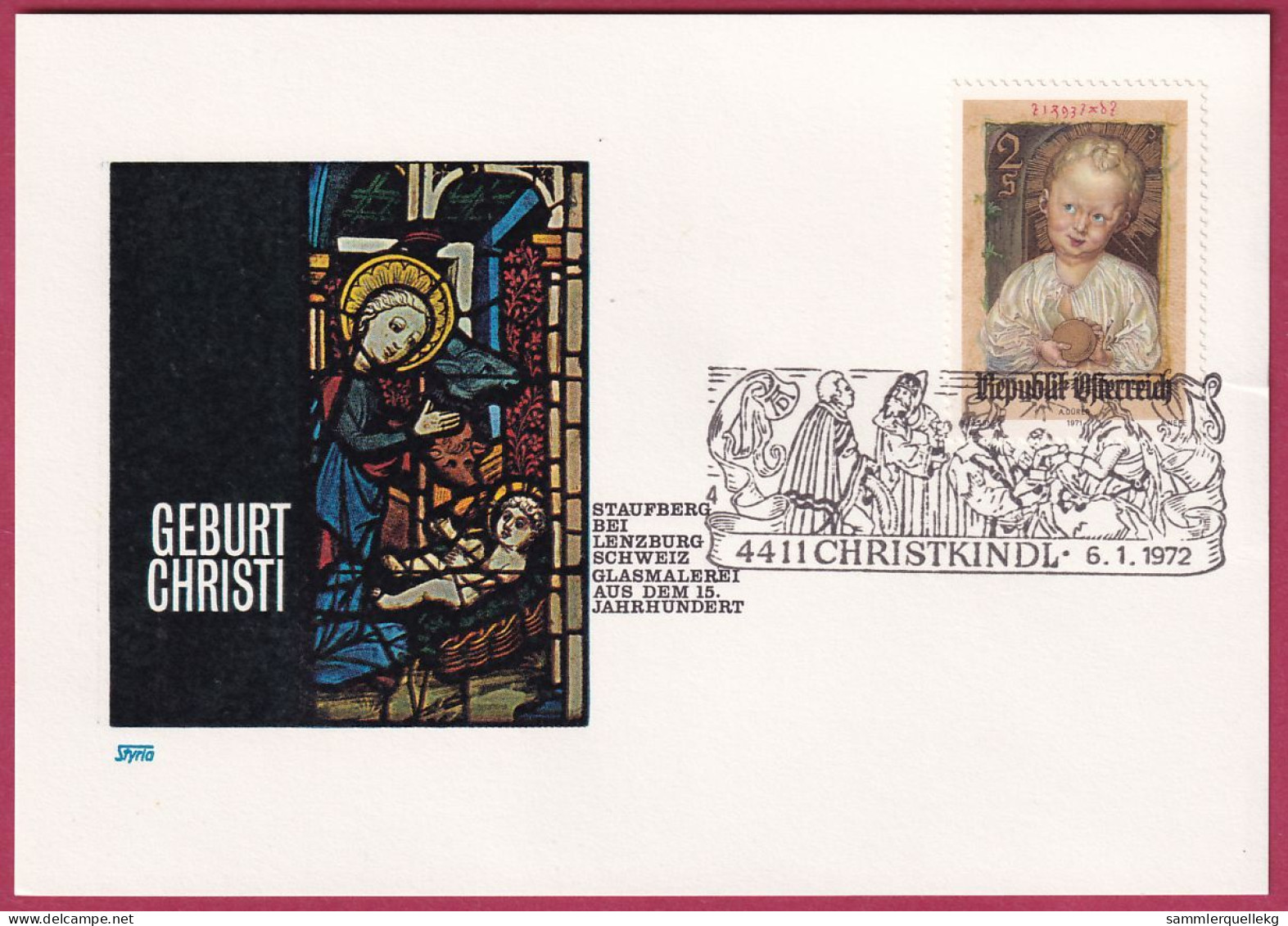 Österreich 1379 Sonderstempel Christkindl 6. 1. 1972, Weihnachten - Briefe U. Dokumente