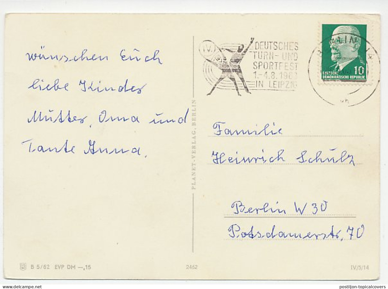 Cover / Postmark DDR / Germany 1963 Gymnastic- Sports Festival Leipzig - Spiders