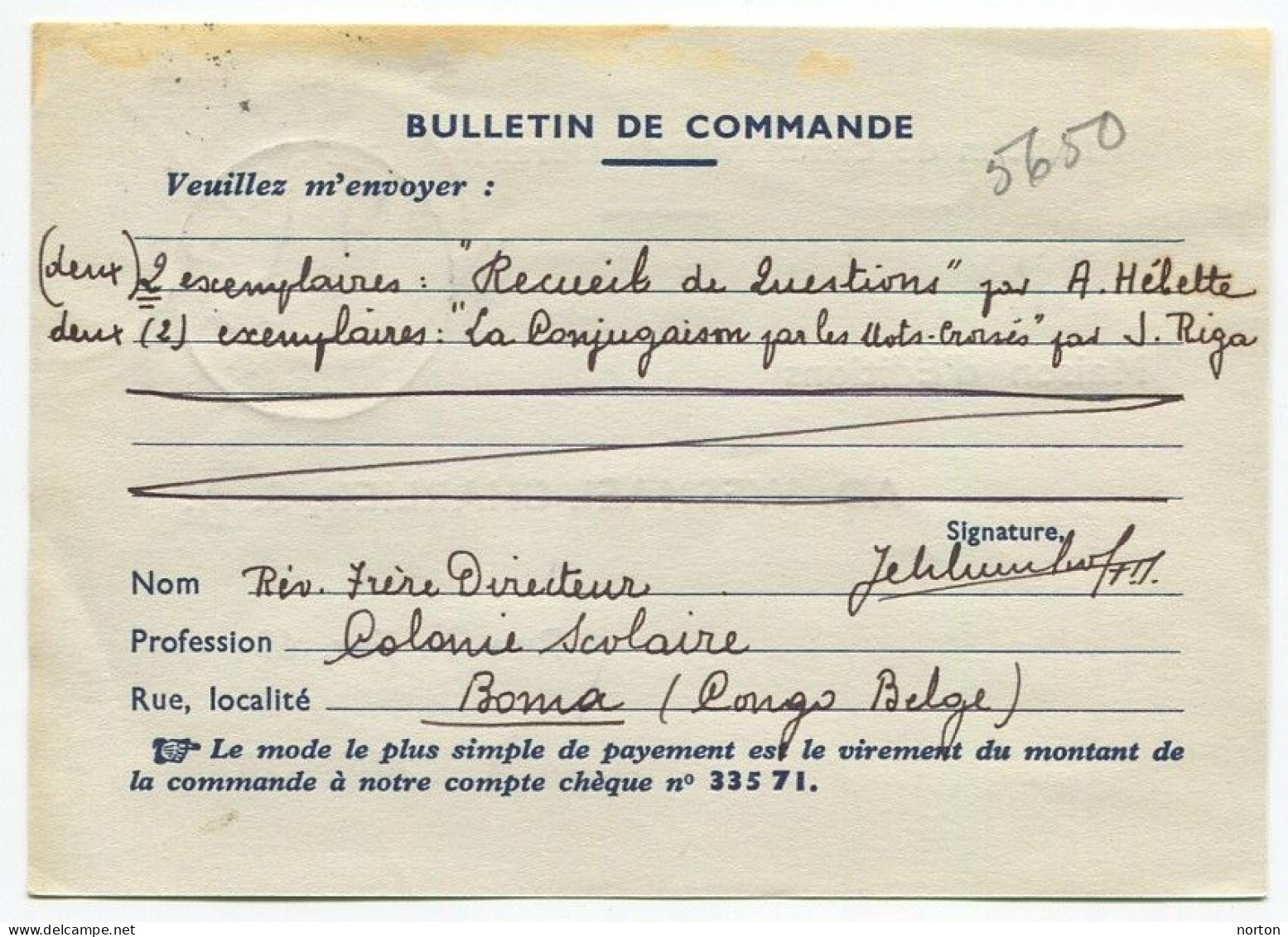 Congo Matadi 1 Oblit. Keach 10(.G.) Sur C.O.B. 313 Sur Carte Commerciale Vers Namur Le 30/06/1955 - Lettres & Documents