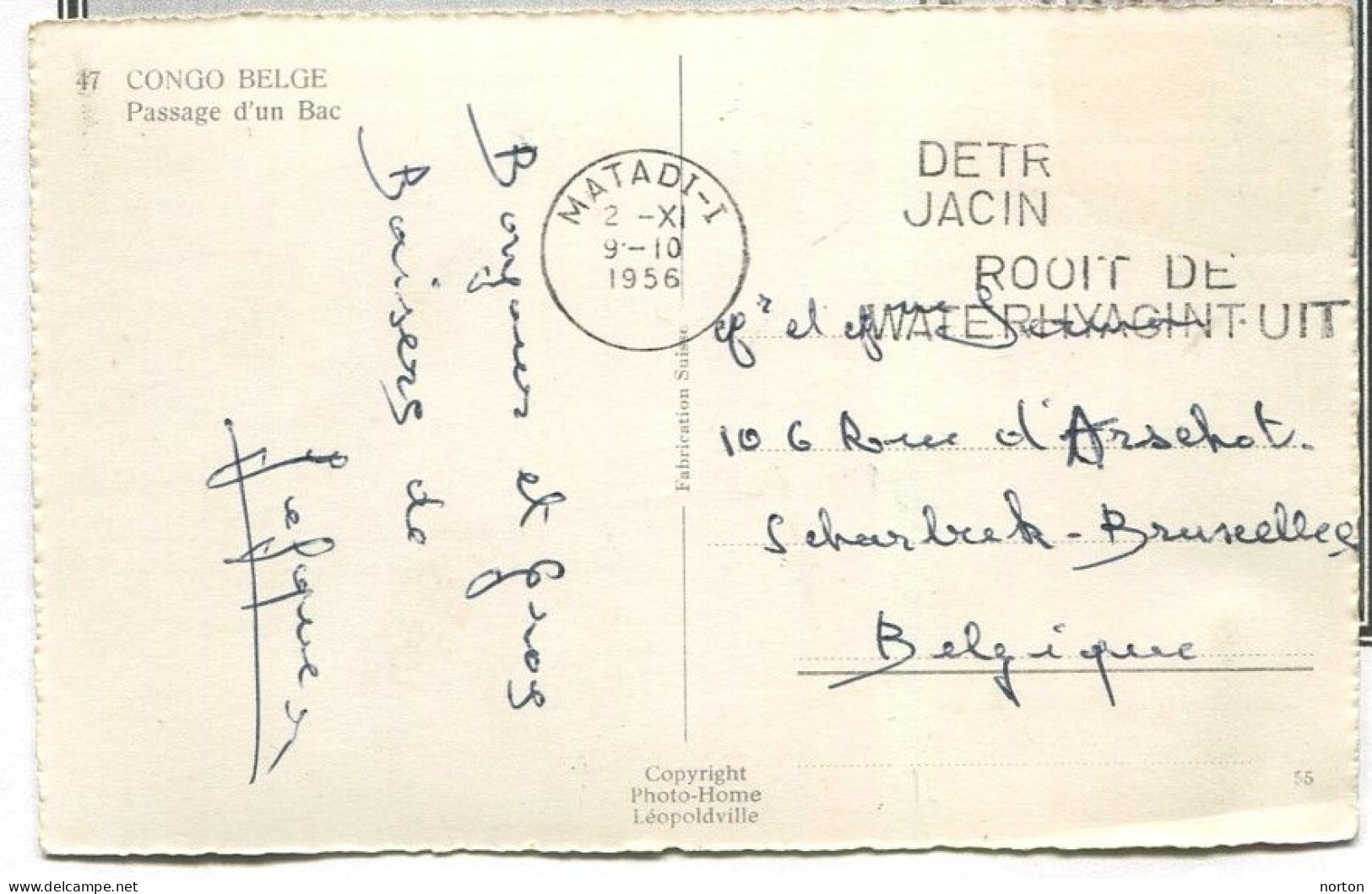 Congo Matadi 1 Oblit. Keach MB1-Dmty Sur Carte Postale Vers Schaerbeek Le 02/11/1956 - Lettres & Documents