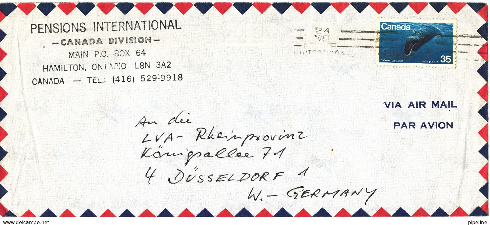Canada Air Mail Cover Sent To Denmark Single Franked - Aéreo