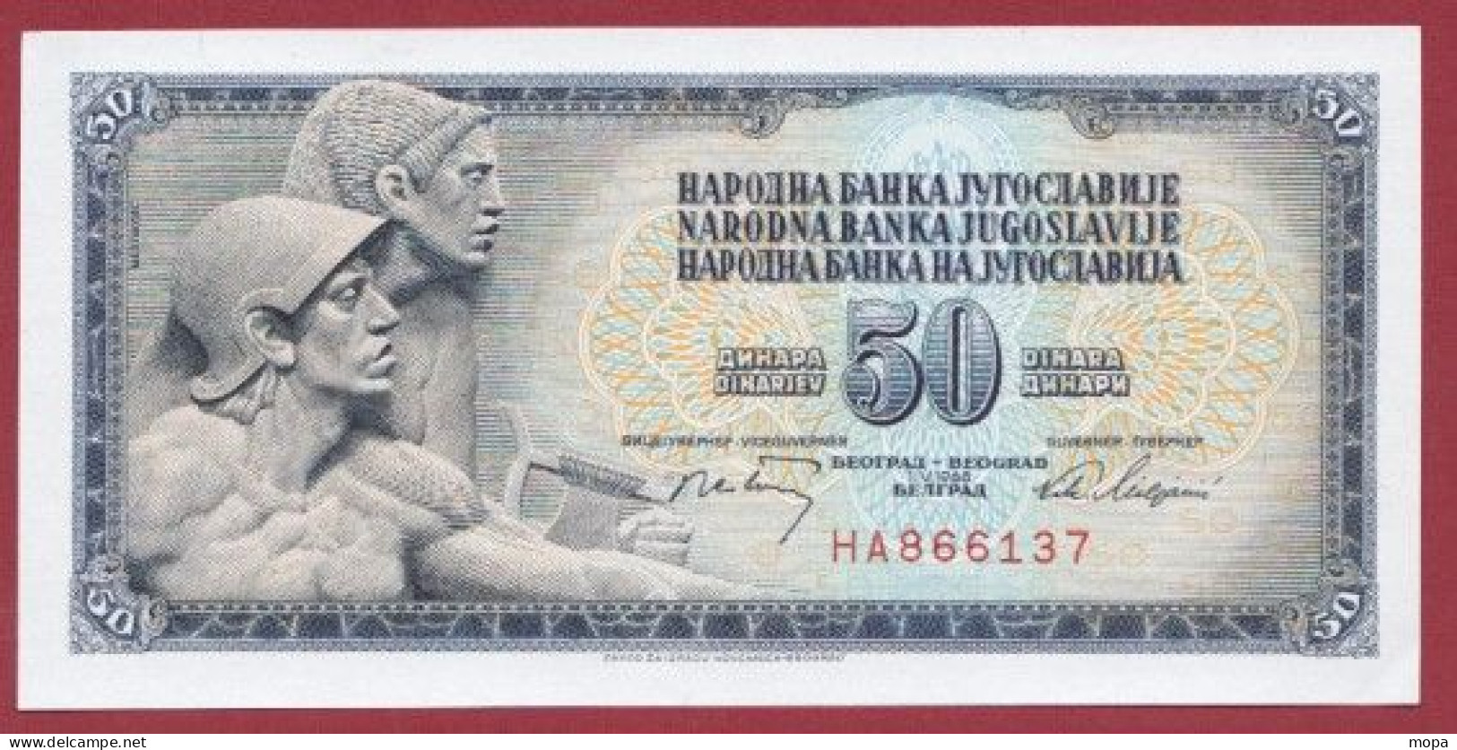 Yougoslavie-- 50 Dinara --1968    ---UNC --(352) - Yugoslavia