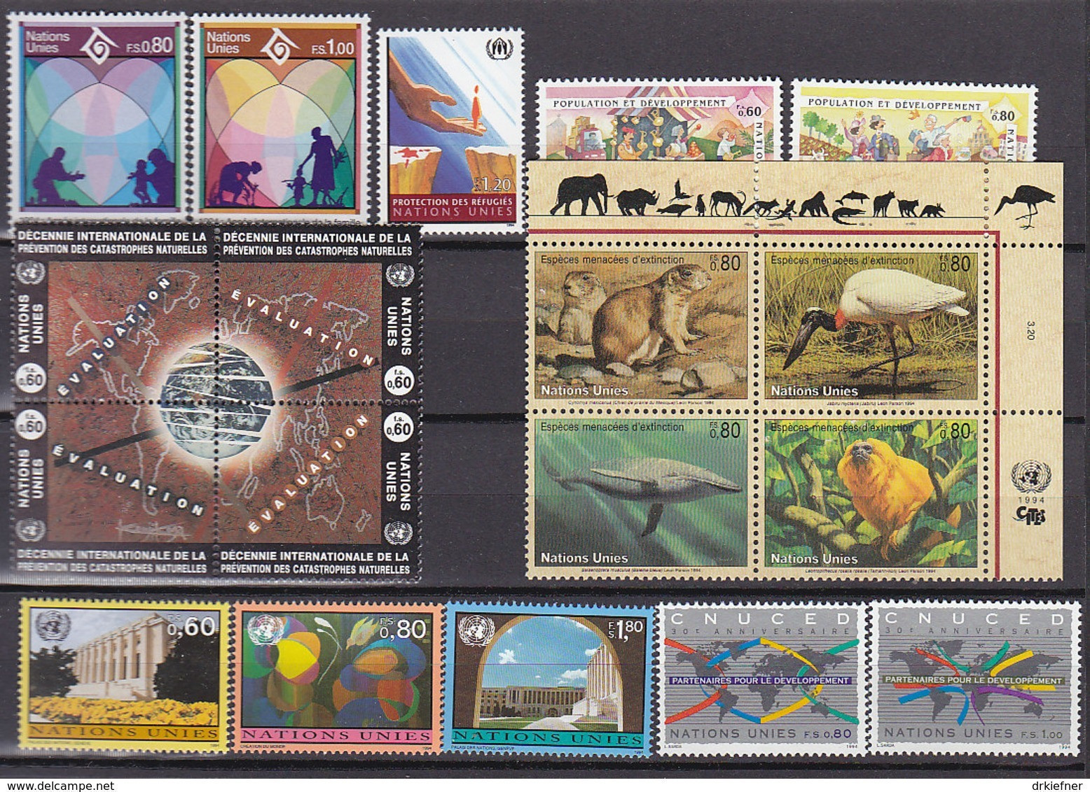 UNO GENF Jahrgang 1994, Postfrisch **, Komplett Mi. 243-260 - Unused Stamps