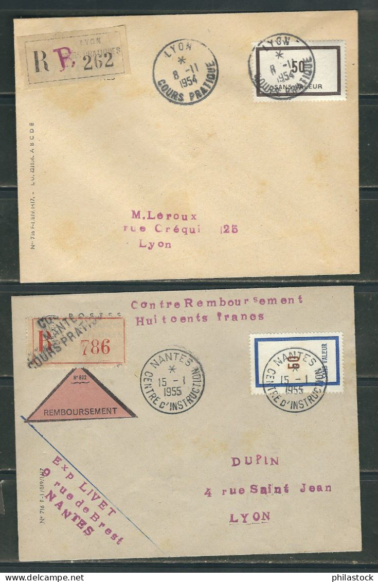 FRANCE 1955 Lot De 5 Enveloppes Cours D'instruction Recommandés, Taxes, Contre Remboursement - Phantomausgaben