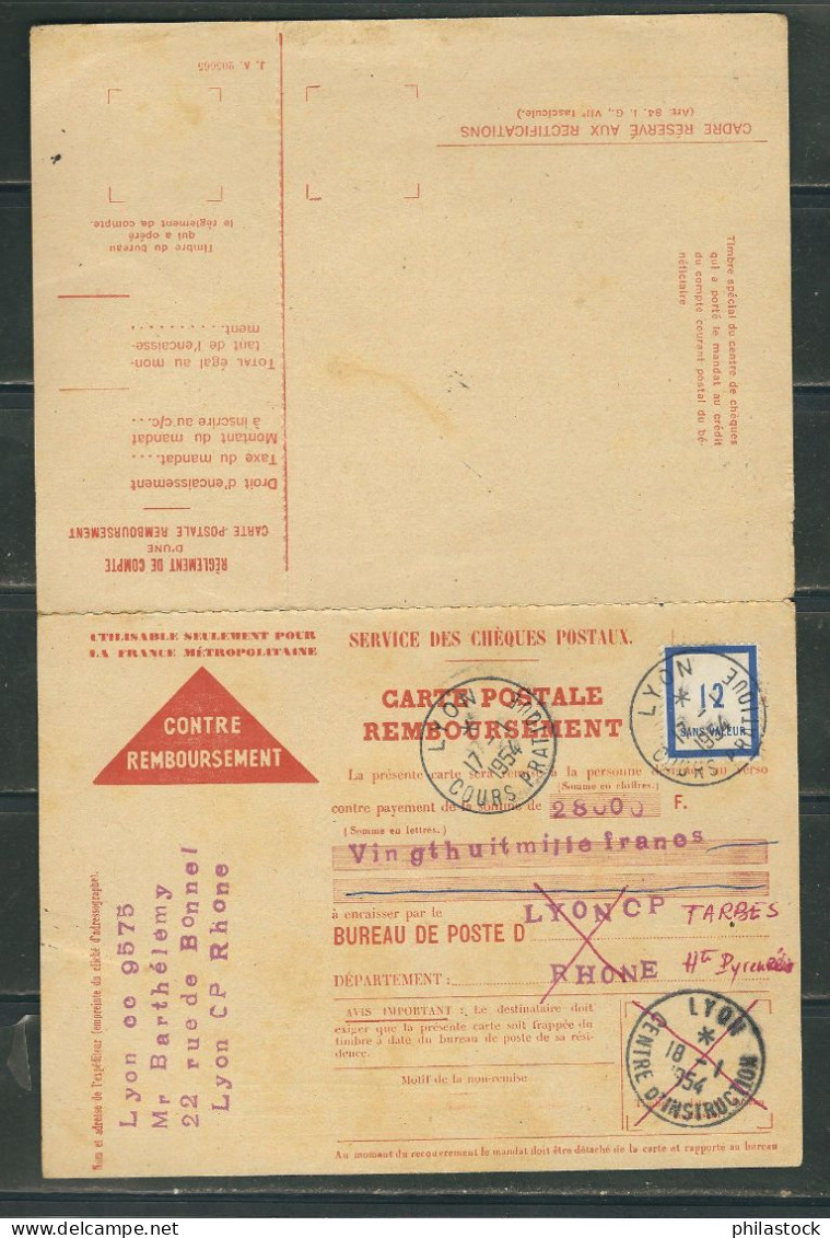 FRANCE 1955 Lot De 5 Enveloppes Cours D'instruction Recommandés, Taxes, Contre Remboursement - Phantomausgaben