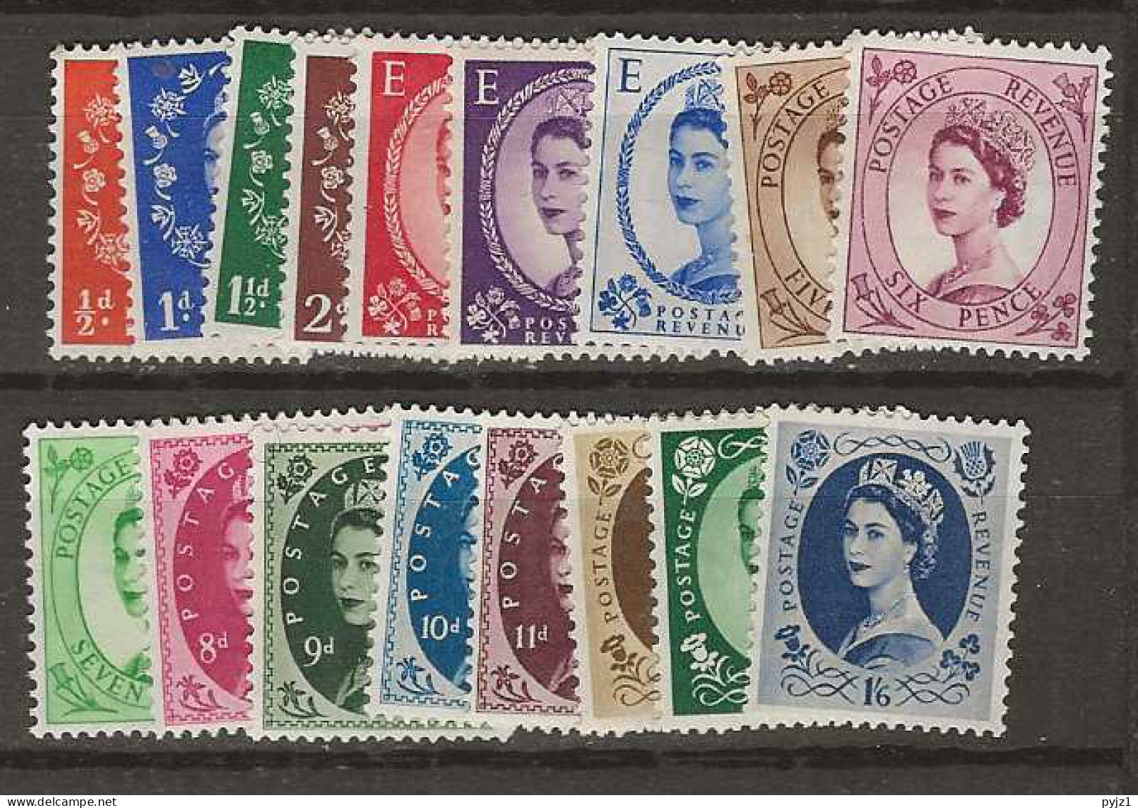 1952 MNH Great Britain Mi 257-75 (wml Tudor Crown) Postfris** - Nuevos