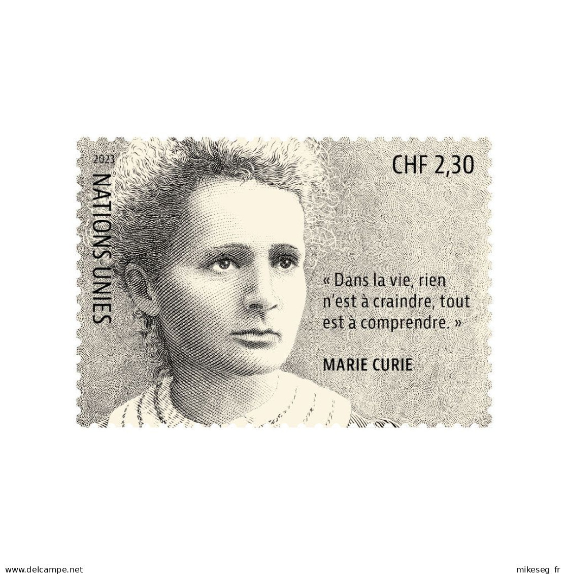 ONU Genève 2023 - Marie Curie (prix Nobel De Physique En 1903 Et De Chimie En 1911) ** - Unused Stamps