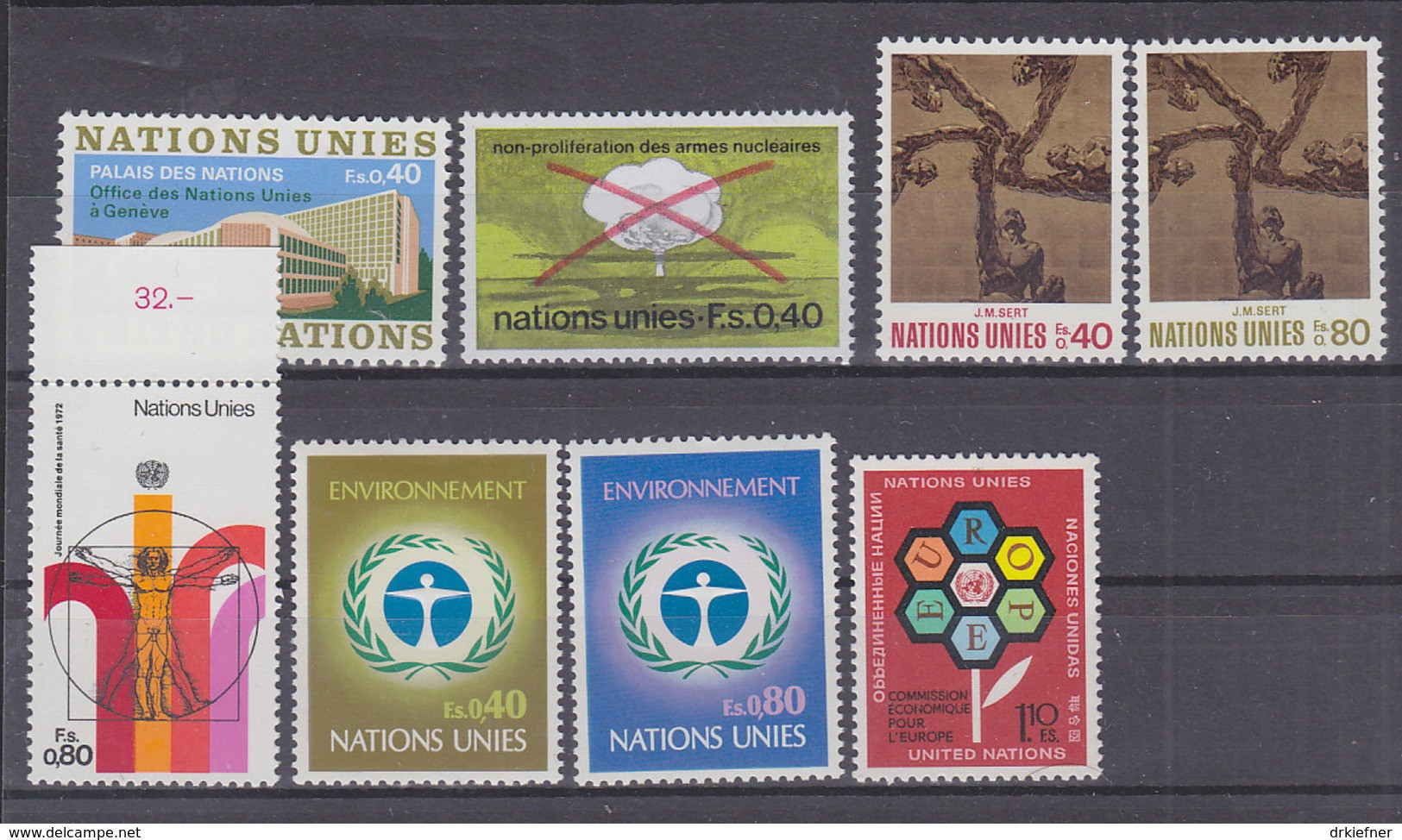 UNO GENF Jahrgang 1972, Postfrisch **, 22-29 Komplett - Unused Stamps