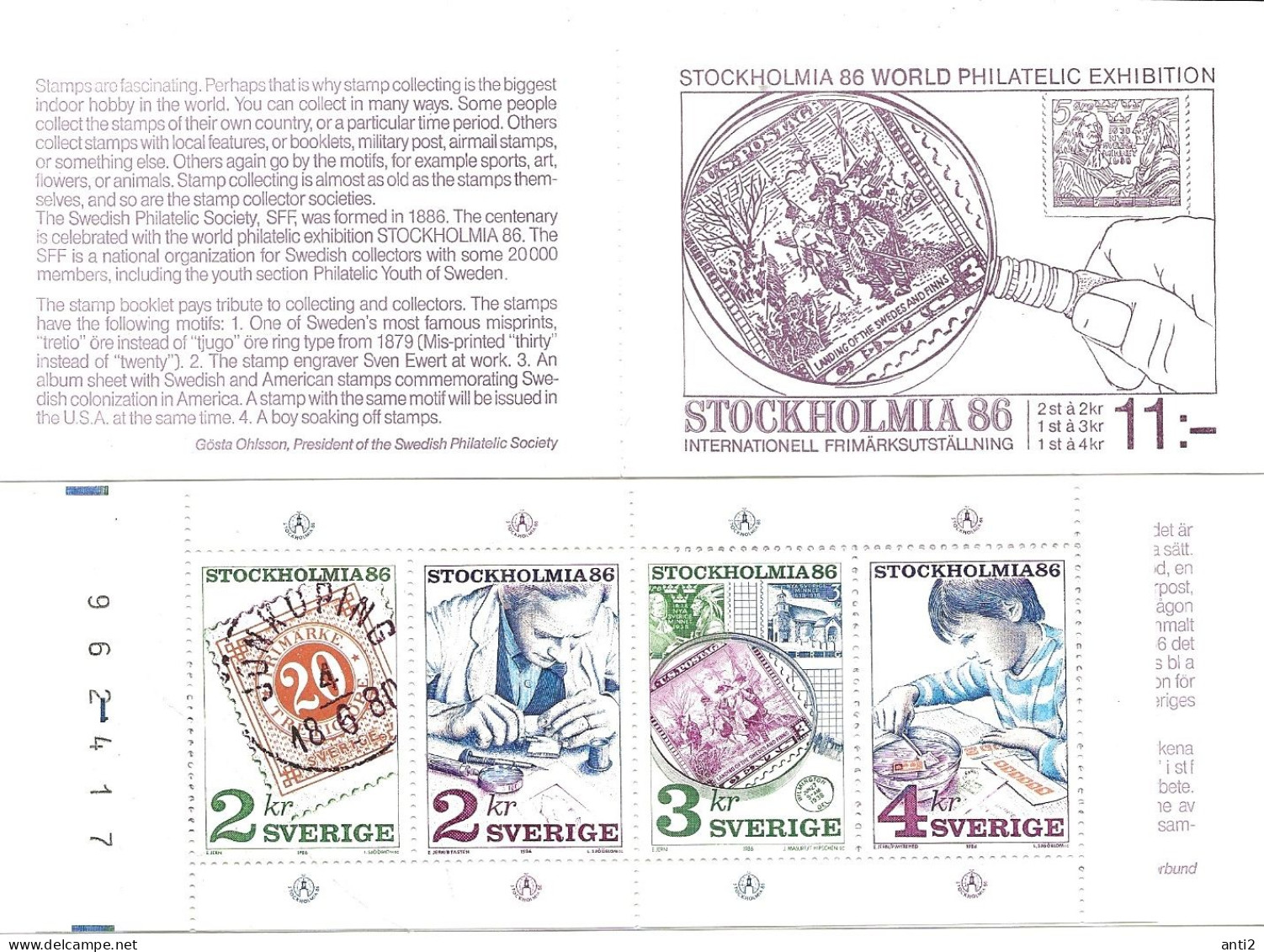 Sweden 1986 Stockholmia '86 Philatelist, Mi 1372-1375 In Booklet 111 MNH**) - Storia Postale