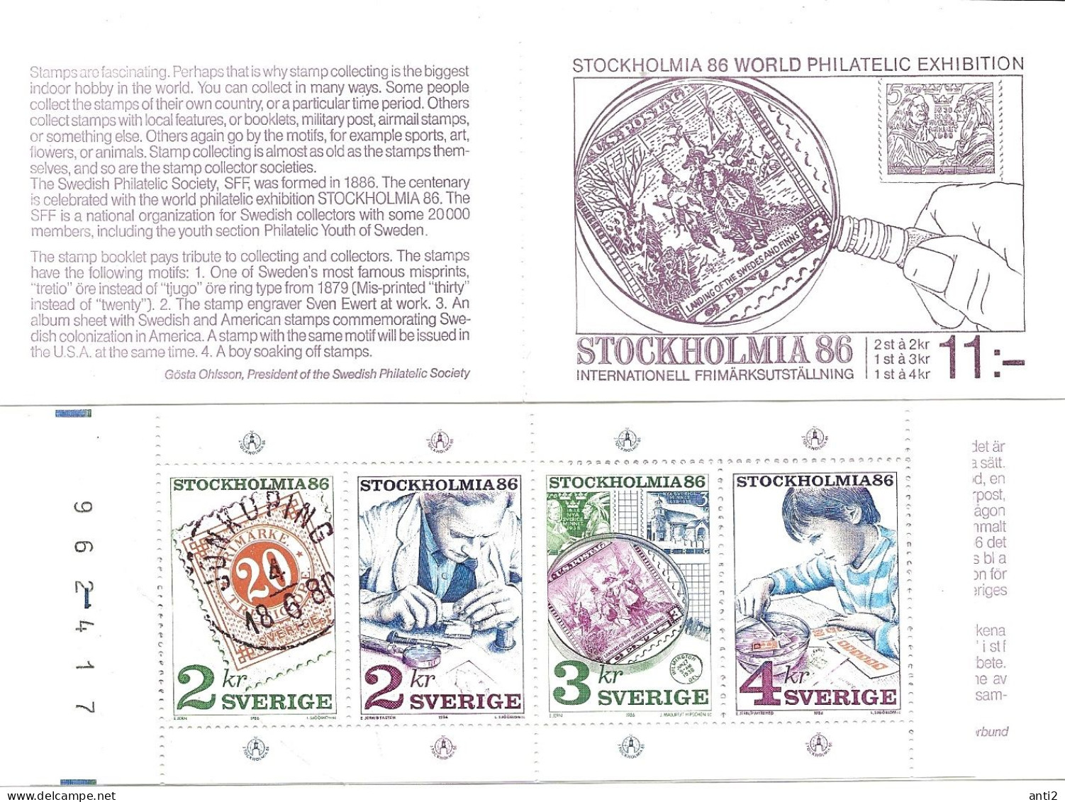 Sweden 1986 Stockholmia '86 Philatelist, Mi 1372-1375 In Booklet 111 MNH**) - Cartas & Documentos