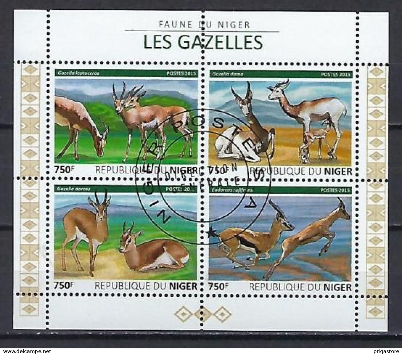 Niger 2015 Animaux Gazelles (358) Yvert N° 3211 à 3214 Oblitérés Used - Niger (1960-...)