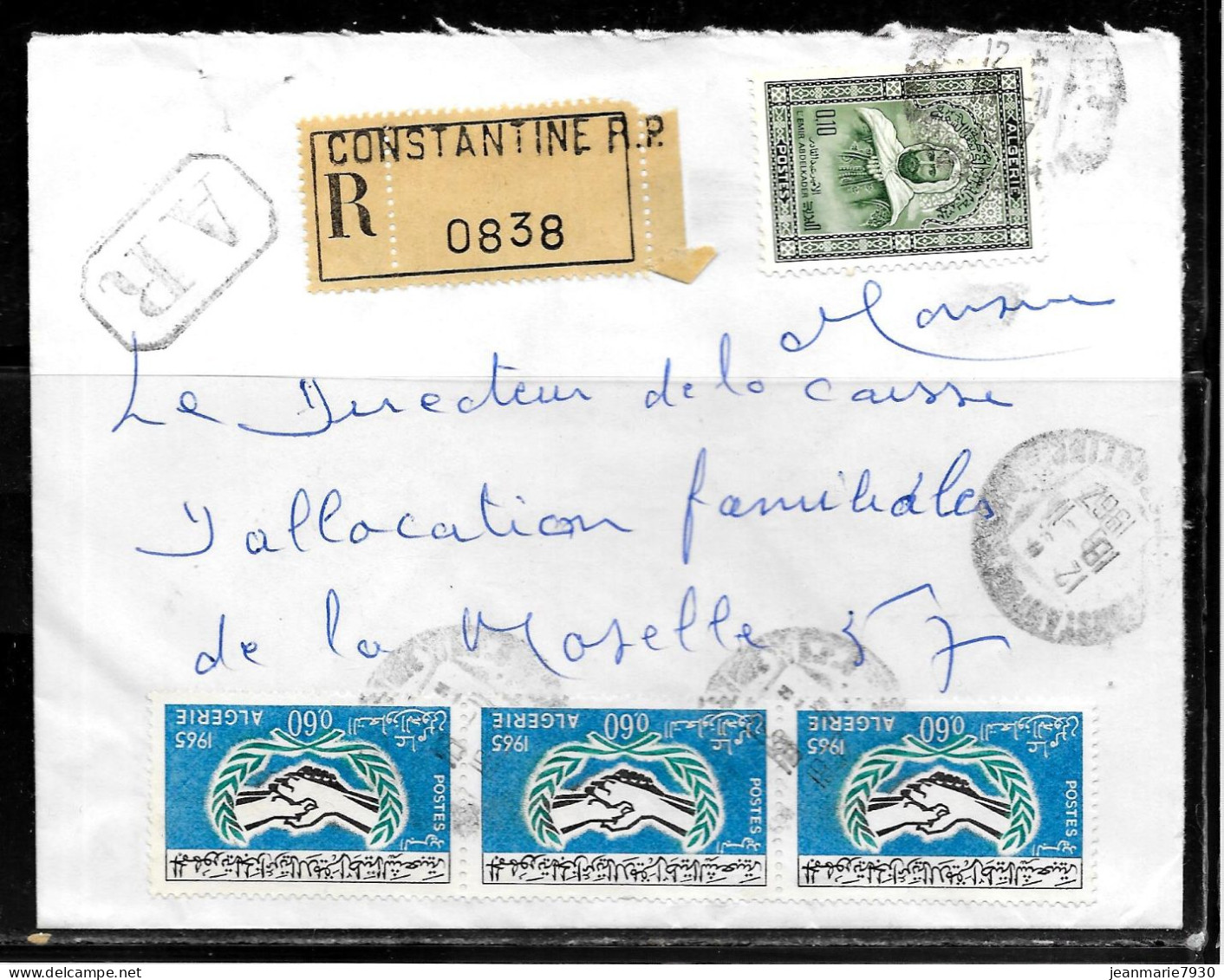 CC272 - ALGERIE - LETTRE RECOMMANDEE DE CONSTANTINE DE 1968 POUR METZ - Algeria (1962-...)