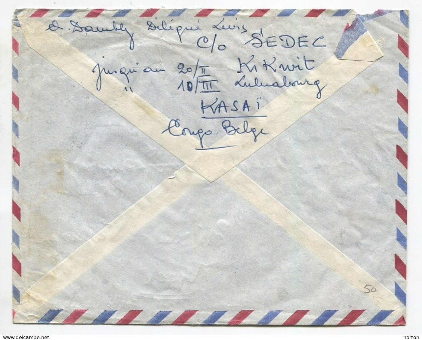 Congo Moanda Oblit. Keach 10(B) Sur C.O.B. 328 Sur Lettre Vers Liège Le 07/02/1955 - Lettres & Documents