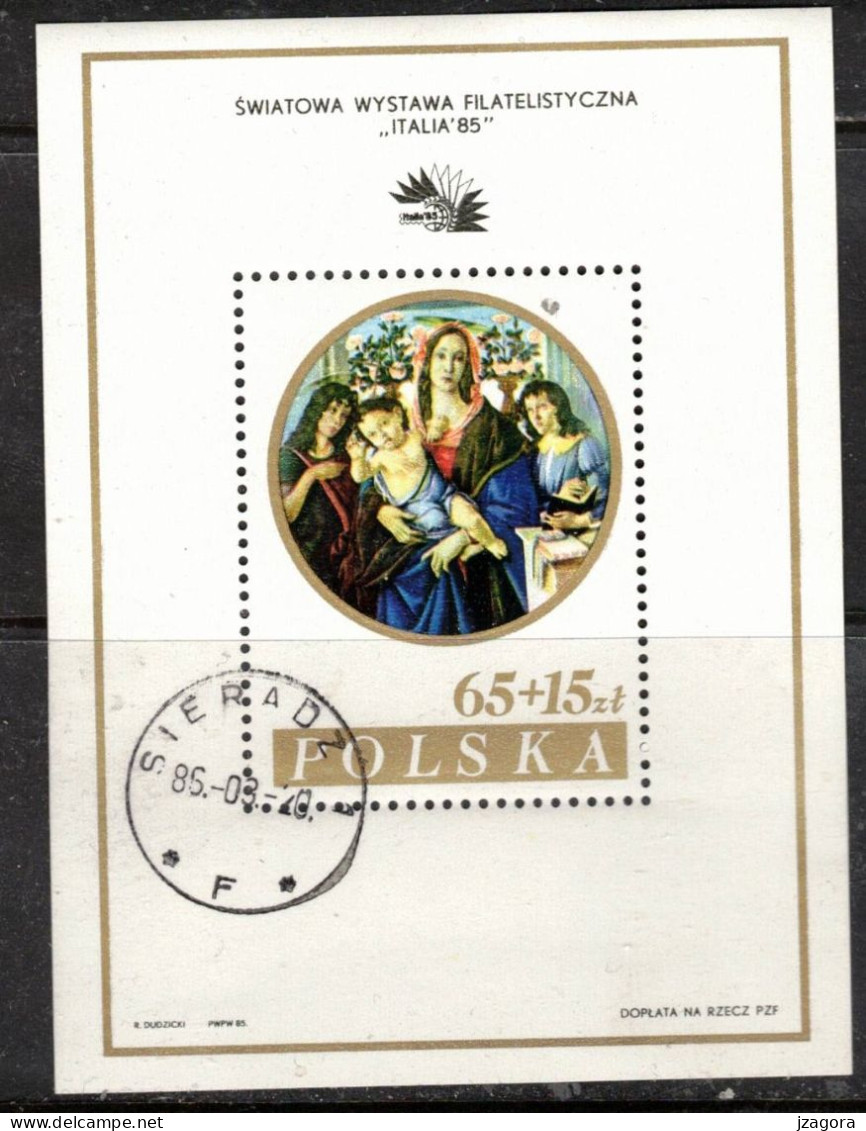 MADONNA PAINTING GEMÄLDE PEINTURE - BOTTICELLI - POLEN POLAND POLOGNE 1985 BL. 89 I ITALIA 85 STAMP EXHIBITIION - Religion