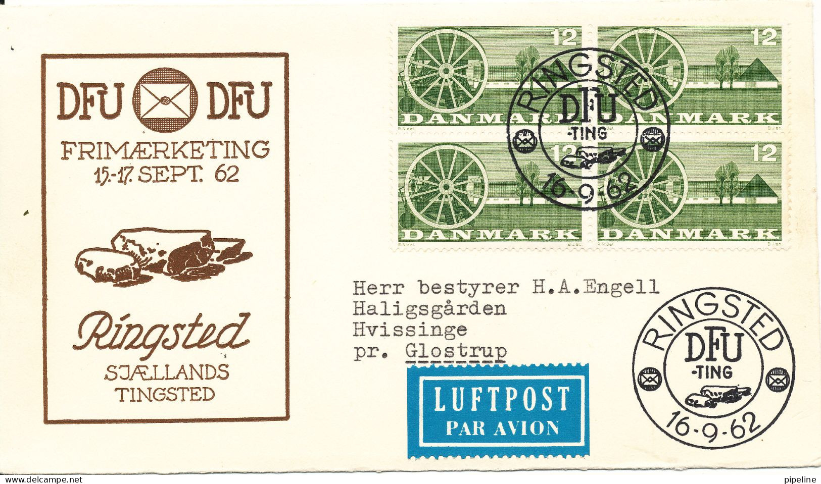 Denmark Special Cover Ringsted Sjaellands Tingsted 16-9-1962 With Cachet - Lettres & Documents