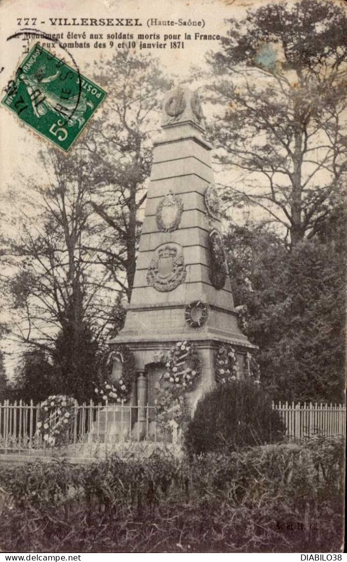 VILLERSEXEL   ( HAUTE SAONE )     MONUMENT ELEVE AUX SOLDATS MORTS POUR LA FRANCE AUX COMBATS DES 9 ET 10 JANVIER 1871 - Villersexel